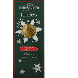 Kurt Adler - Hilo de carámbano de oropel dorado 2000 - Guirnalda de carámbano de 45,7 cm por paquete