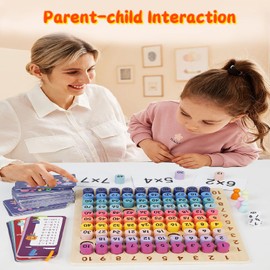 ENIKMOSD Multiplication Board Game, 1 x 1 Learning Game for Primary School Students, Wooden Multiplication Board Game, Montessori Maths Multiplication Board Toy, Multiplication Table Game for Ages 3