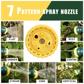 HERZO 15M Gartenschlauch Ausziehbar Wasserschlauch Flexibler expandierender Zauberschlauch mit 7 Einstellungen Multifunktionale Spritzwasserpistole 50FT