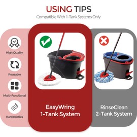 Scrub Brush Mop Head for Vlieda EasyWring 1 Tank System, Hard Bristle Cleaning Brush for Bathroom Garage Kitchen Wall