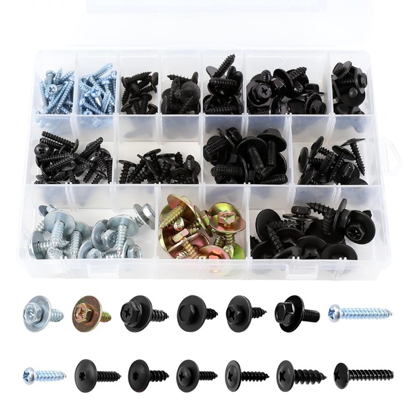 Wuyaoyao 160PCS 14 Sizes Metal Car Screw Body Bumper Hood