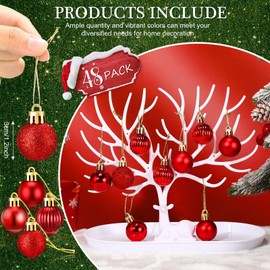 Sumind 48 Pieces Christmas Mini Balls Ornaments 1.2 Inch Miniature Glitter Balls Xmas Tree Small Hanging Decorations Pendants for Holiday Party Wedding Home DIY Craft Decor(Classic Style,Red)