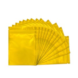 100 Pack Resealable Mylar Bags - 3.3 x 5.1 Inch Smell Proof Bags Foil Pouch Flat Bag with Front Window Golden