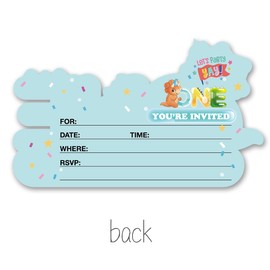 Opomzk Dinosaur 1st Party Invitations with Envelopes, 20 Set Dinosaur Shaped Invitations One Year Old Birthday Baby Shower Party Invites Supplies Favors, Double-Sided