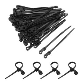MECCANIXITY 500Pcs 4 Inch 40 Lbs Mounting Head Cable Zip Ties with Screw Hole Self-Locking Nylon Cable Tie 0.14" Wraps for Cord Management, Black