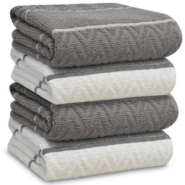 Towelogy Premium 100% Cotton Kitchen Towels, Super Absorbent and Soft, Large, 40 x 70 cm, Tea Towels, Machine Washable, Oeko-Tex Certified (4, Grey)
