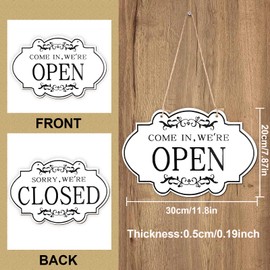 AIEX Open Closed Sign, Double-Sided Reversible Come In We Have Opened and Sorry We Have Closed Sign Shop Sign Hanging Sign for Restaurant Club Cafe (30 x 20 cm)