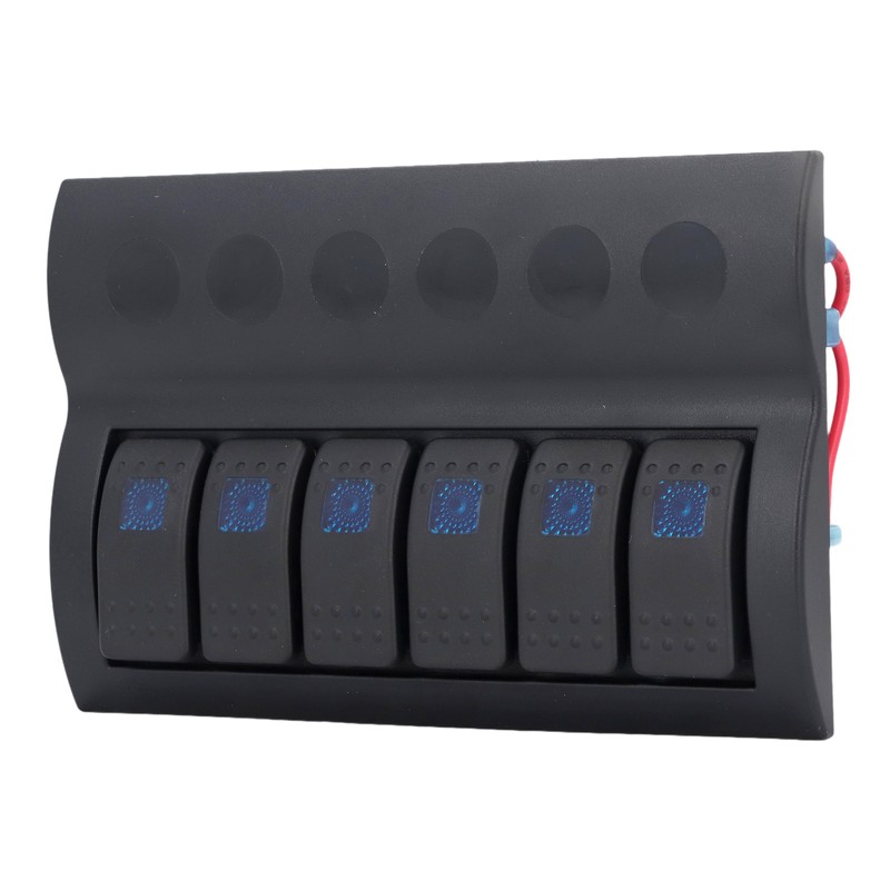 Electrical Switch Panel 6 Gang Pre Wired Blue LED Switch