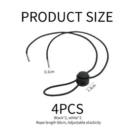 4 Pieces Windproof Rope Strap, Elastic Elastic Strap, Adjustable Windproof Rope, Hat Fixing Accessories (Black, White).
