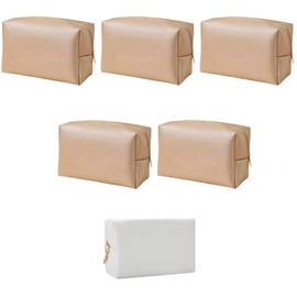 Bridesmaid Proposal Gifts Letter Cosmetic makeup bag bulk for Wedding Party Favors Bachelorette party decorations Toiletry Organizer Bag Makeup Case Gift (6, White&Gold)