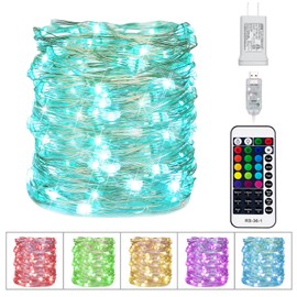 Minetom Color Changing Fairy String Lights - 33 ft 100 LED USB Silver Wire Lights with Remote and Timer, Starry Fairy Light for Bedroom Party Indoor Christmas Decoration, 16 Colors, Adapter Included