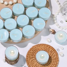 16Pcs Ocean Scented Tealight Candles, Blue Soy Wax Tea Lights with Essential Oils, 4h Long Burning Tea Light Candles for Spa, Romantic Decor, Meditation, Dinner, and Home Decor