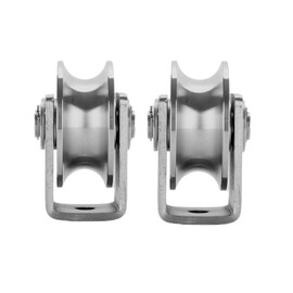 2pcs Stainless Steel U Groove Wheel Heavy Duty Caster Rigid Track Wheel Pulley Sliding Gate Rollers with Bracket for Sliding Gate, Rolling Gate, Inverted Track, Industrial Machines