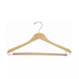 Only Hangers 17" Contoured Wooden Suit w/ Locking Bar -Natural 25pk