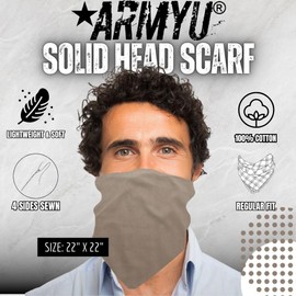 ARMYU Solid Color Military Bandana (22" x 22"), Solid Head Scarf Do-rag 100% Cotton Bandanna Cover (Safety Orange)