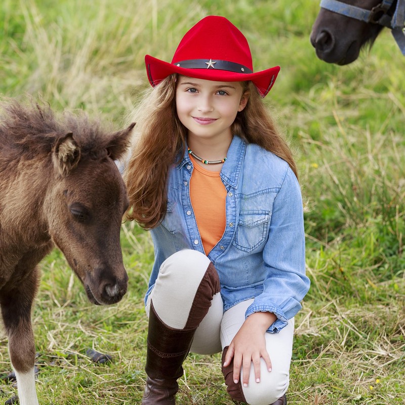 Jastore Kids Girls Boys Western Cowboy Cowgirl Hat with Buckle