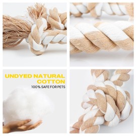 Fida Heavy Duty Dog Rope Toys for Aggressive Chewers 4pcs Pack – Natural Cotton Dog Chew Toys for Large Dogs, Tug-of-War & Fetch Rope Ball/Ring/Knot/Twist to Keep Them Busy