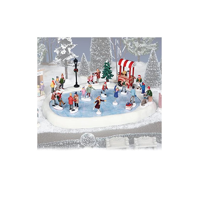 Lemax, Christmas Village with Skates Pond Clay with 4.5V Adapter
