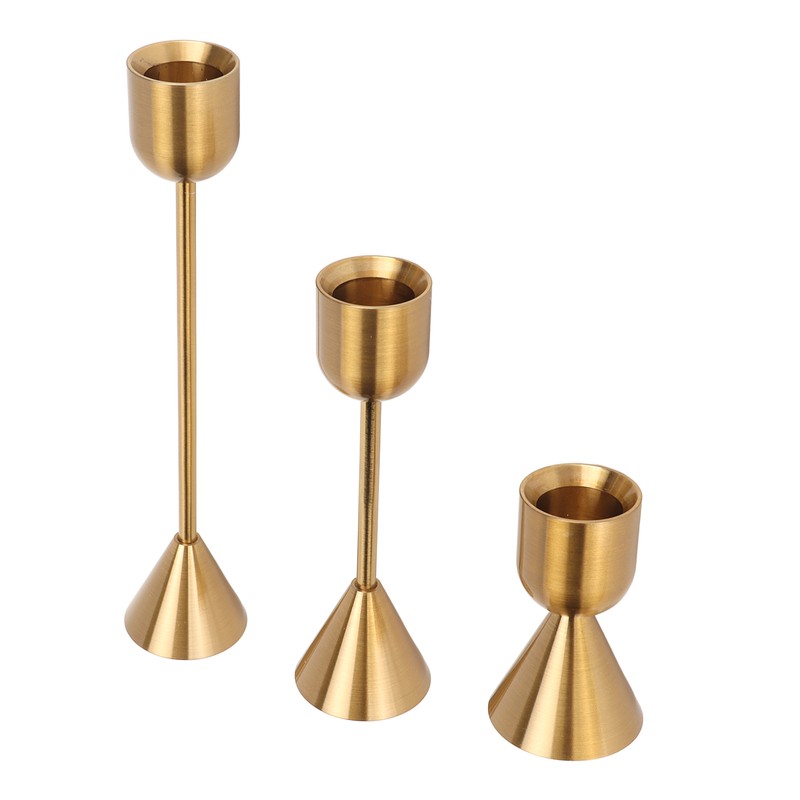 3 Pcs Candle Holders Different Heights Gold Candlestick Holders Taper