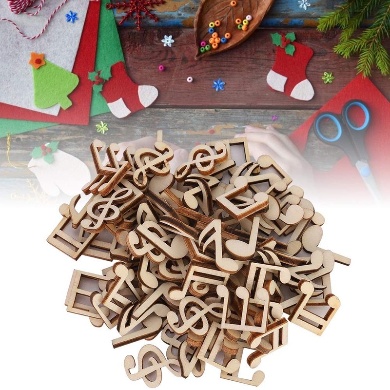 100Pcs Wooden Music Note Mixed Decorative Note Embellishment for Concert