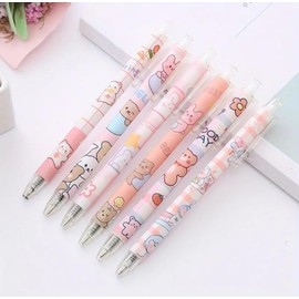 6pcs Cartoon Bear Kawaii Gel Pens 0.5mm Retractable Smooth Writing Pen For School Students Journal And Office Supplies