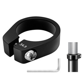 Seat Clamp Seat Post Clamp Bicycle 34.9 mm Bicycle Seat Post Clamp 34.9 mm Bike Seat Post Clamp Made of Aluminium Alloy with Wrench, Seat Post Clamp for MTB Road Bike, Black