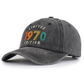 55th Birthday Decorations for Women Men, Vintage Limited 1970 Edition Baseball Cap, 55 Years Old Gifts Hat, Retirement Gifts for Dad Mom Brother Wife Black