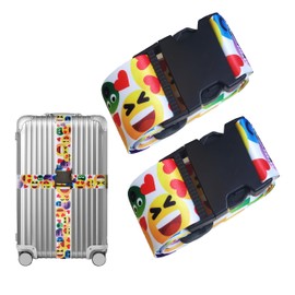 Luggage Strap Suitcase Belt Travel Bag Accessories (emoji-2pack)