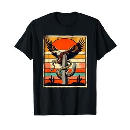 Vintage Mexican Eagle Sunset Mexico Flag Eagle Poster Style T-Shirt