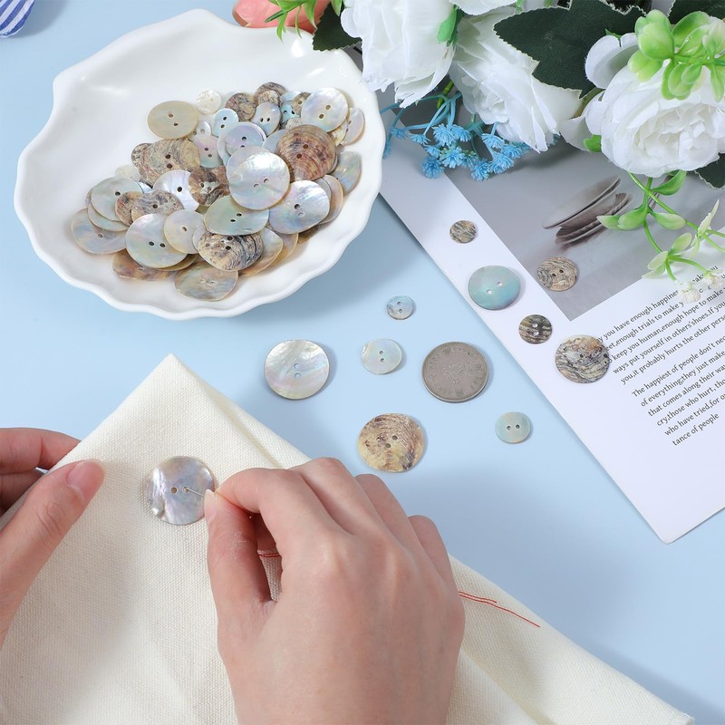 100pcs Shell Buttons for Clothes, Ymapinc Natural Shell Large Buttons,