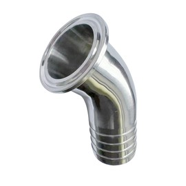 Pysrych 304 Stainless Steel Sanitary Hose Barb Fitting 1.5" Tri Clamp (50.5MM Ferrule) 45 Degree Elbow Tube OD 1.5"