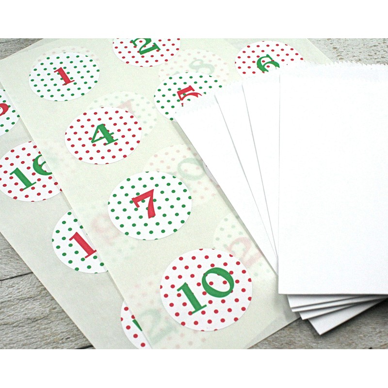 Handmade Advent calendar, Christmas countdown sticker set