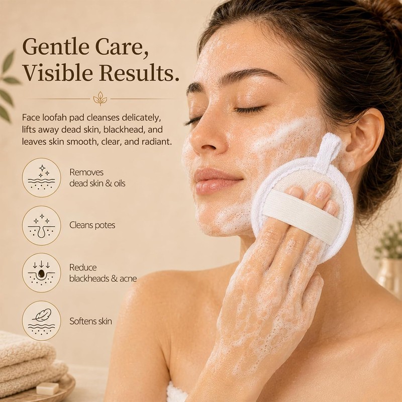 Exfoliante facial de lufa natural – Pack de 6 almohadillas