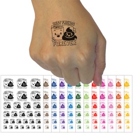 Toilet Paper and Poop Best Friends Forever Friendship Love Temporary Tattoo Water Resistant Fake Body Art Set Collection - Light Pink (One Sheet)