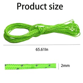 Dyneema Tent Guy Guide Reflective Green Rope - 200kg Breaking Strain - Lengths in Meters - Suitable for Sailing, Dinghy, Yachting, Cruising, Racing, Kite Surfing - 20 Meter (Green, 2mm)