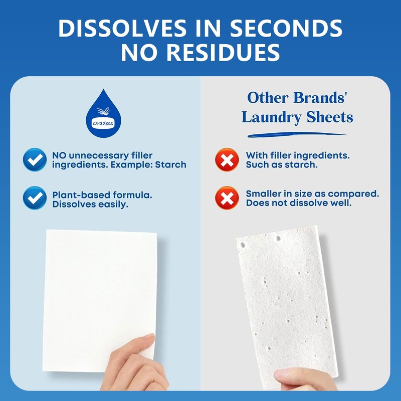 Laundry Detergent Sheets, 100 Loads (50 Sheets), 5.5" x 4.25",