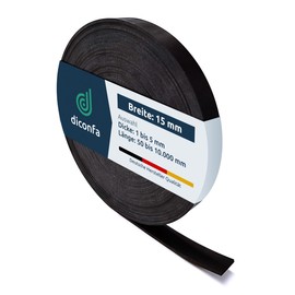 diconfa Rubber Strip Width 15 mm (1.5 cm) – Choice – Thickness: 1 to 5 mm – Length: 0.05 to 10 m – Selection: 150 mm (15 cm) Long, 3 mm Thick – Rubber Mat Sold by the Metre Narrow Rubber Base Rubber