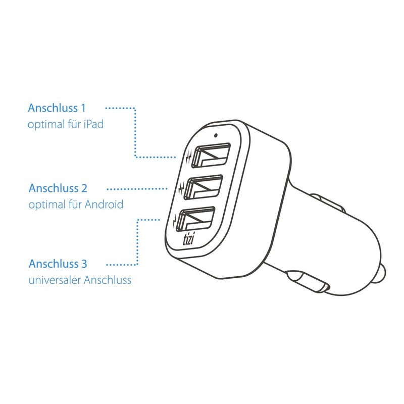 equinux tizi Turbolader 3x - 3 port USB Auto Max