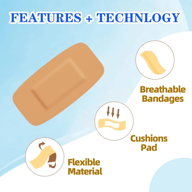 Assorted Bandage Variety Pack (800 Pcs), Waterproof & Breathable Large