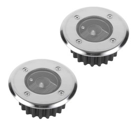H4L Solar Light Set of 2 Recessed Floor Spotlights 85 x 85 mm Round Solar Lamp Recessed Floor Light Non-Slip Twilight Sensor