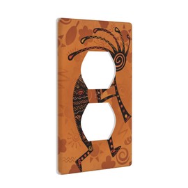 Southwest Native American Kokopelli Retro Flute Decor Print Light Switch Plate Cover Plastic Wall Plates (Single Gang Electrical Switch Duplex Outlet Cover)