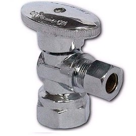 EZ-Fluid 1/2" FIP Iron Pipe x 3/8" Compression Chrome 1/4-Turn Angle Stop Water Shutoff Ball Valve (1 Pack)