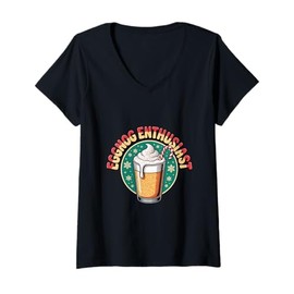 Womens Eggnog Enthusiast Funny Holiday Drink V-Neck T-Shirt