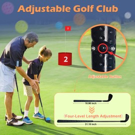 FOOING Golf Game-9 Hole Set with LED Lights and a Golf Club, Backyard Set for Kids and Adults, Golf Practice Game for Lawn, Beach, Yard, Camping, Park