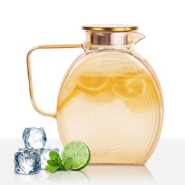 Glass Pitcher with Lid for Fridge Door 2.5L Drink Dispenser for Parties Beverage Water Lemonade