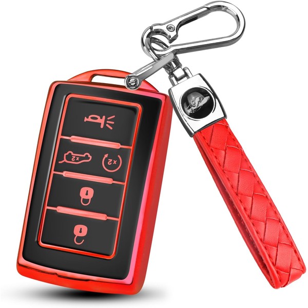 QBUC for Jeep Key Fob Cover Compatible with 2021 2022