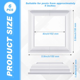 Juexica 12 Pack Vinyl Post Caps & Skirts Combo Kit - 4x4 Inch Waterproof Fence Post Covers, Deck Column Base Wraps for Porch, Stairs, Rails - Durable White PVC Supplies