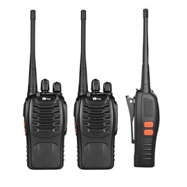 Raganet, 2 Radios de Comunicación Inalámbrica de Largo Alcance, Walkie Talkies con Baterias Recargables, Bases de Carga y Manos Libres, Rango de frecuencia: 400-470 MHz; 16 Canales