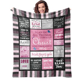 Bible Blanket Christian Sympathy 50"X60" Soft Throw Blanket Inspirational Gifts for Women Christ Jesus Loves You Blessed Religious Gifts for Woman for Praying Faith