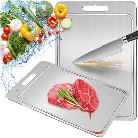 ZYBIDEAL 2025 New 100% Pure Titanium Cutting Board with Grooves, Double Sided Food Grade Chopping Board, Meat, Fruit and Vegetable Cutting Board, Dishwasher Safe 11 * 16"